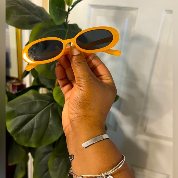 1pc Fashionable Sunshine Yellow Oval Frame Y2K Unisex Oversized Fashion Glasses - Picture 2 of 4